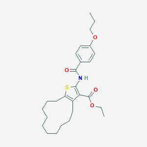molecular formula C27H37NO4S B442592 Ethyl 2-[(4-propoxybenzoyl)amino]-4,5,6,7,8,9,10,11,12,13-decahydrocyclododeca[b]thiophene-3-carboxylate 