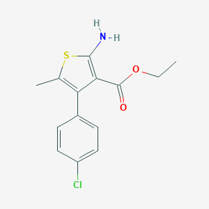 molecular formula C14H14ClNO2S B442594 Ethyl 2-amino-4-(4-chlorophenyl)-5-methylthiophene-3-carboxylate CAS No. 350989-77-4