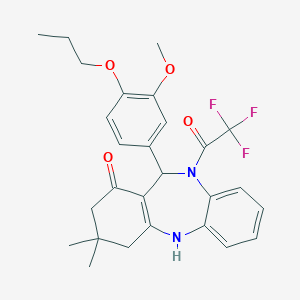 11-(3-methoxy-4-propoxyphenyl)-3,3-dimethyl-10-(trifluoroacetyl)-2,3,4,5,10,11-hexahydro-1H-dibenzo[b,e][1,4]diazepin-1-one
