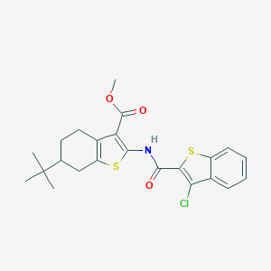 molecular formula C23H24ClNO3S2 B442611 METHYL 6-TERT-BUTYL-2-(3-CHLORO-1-BENZOTHIOPHENE-2-AMIDO)-4,5,6,7-TETRAHYDRO-1-BENZOTHIOPHENE-3-CARBOXYLATE 