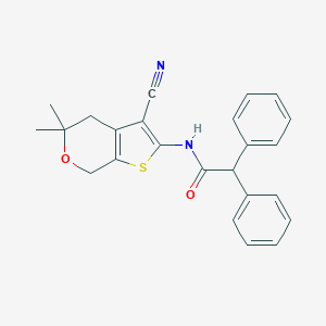 molecular formula C24H22N2O2S B442619 N-(3-cyano-5,5-dimethyl-4,7-dihydro-5H-thieno[2,3-c]pyran-2-yl)-2,2-diphenylacetamide CAS No. 312596-36-4