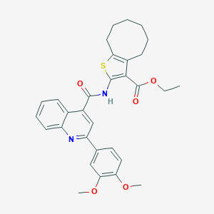Ethyl 2-({[2-(3,4-dimethoxyphenyl)-4-quinolinyl]carbonyl}amino)-4,5,6,7,8,9-hexahydrocycloocta[b]thiophene-3-carboxylate