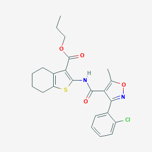 molecular formula C23H23ClN2O4S B442627 Propyl 2-({[3-(2-chlorophenyl)-5-methyl-4-isoxazolyl]carbonyl}amino)-4,5,6,7-tetrahydro-1-benzothiophene-3-carboxylate 