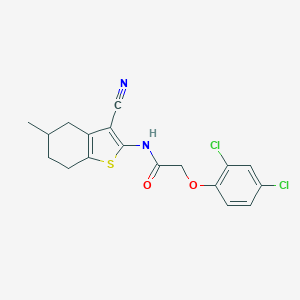 molecular formula C18H16Cl2N2O2S B442629 N-(3-cyano-5-methyl-4,5,6,7-tetrahydro-1-benzothiophen-2-yl)-2-(2,4-dichlorophenoxy)acetamide 