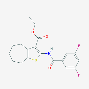 molecular formula C19H19F2NO3S B442635 ethyl 2-[(3,5-difluorobenzoyl)amino]-5,6,7,8-tetrahydro-4H-cyclohepta[b]thiophene-3-carboxylate 