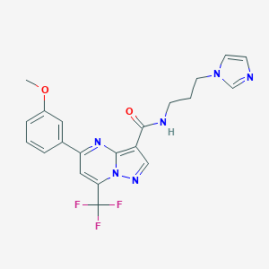 molecular formula C21H19F3N6O2 B442657 N-[3-(1H-imidazol-1-yl)propyl]-5-(3-methoxyphenyl)-7-(trifluoromethyl)pyrazolo[1,5-a]pyrimidine-3-carboxamide 