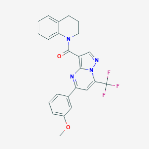molecular formula C24H19F3N4O2 B442661 1-{[5-(3-Methoxyphenyl)-7-(trifluoromethyl)pyrazolo[1,5-a]pyrimidin-3-yl]carbonyl}-1,2,3,4-tetrahydroquinoline 