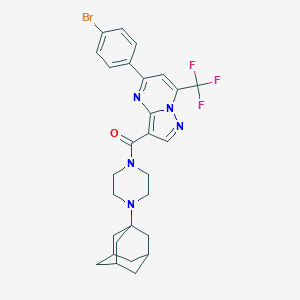 molecular formula C28H29BrF3N5O B442665 3-{[4-(1-Adamantyl)-1-piperazinyl]carbonyl}-5-(4-bromophenyl)-7-(trifluoromethyl)pyrazolo[1,5-a]pyrimidine 