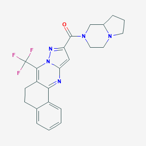 molecular formula C23H22F3N5O B442666 hexahydropyrrolo[1,2-a]pyrazin-2(1H)-yl[7-(trifluoromethyl)-5,6-dihydrobenzo[h]pyrazolo[5,1-b]quinazolin-10-yl]methanone 
