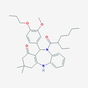 5-(2-Ethylhexanoyl)-6-(3-methoxy-4-propoxy-phenyl)-9,9-dimethyl-6,8,10,11-tetrahydrobenzo[b][1,4]benzodiazepin-7-one