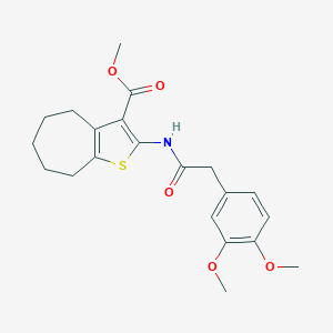 molecular formula C21H25NO5S B442732 methyl 2-{[(3,4-dimethoxyphenyl)acetyl]amino}-5,6,7,8-tetrahydro-4H-cyclohepta[b]thiophene-3-carboxylate 