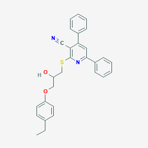 molecular formula C29H26N2O2S B442742 2-{[3-(4-Ethylphenoxy)-2-hydroxypropyl]sulfanyl}-4,6-diphenylnicotinonitrile 