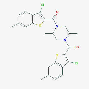 molecular formula C26H24Cl2N2O2S2 B442746 1,4-Bis[(3-chloro-6-methyl-1-benzothien-2-yl)carbonyl]-2,5-dimethylpiperazine 
