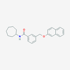 molecular formula C25H27NO2 B442752 N-cycloheptyl-3-[(2-naphthyloxy)methyl]benzamide 
