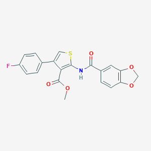 molecular formula C20H14FNO5S B442754 Methyl 2-(1,3-benzodioxole-5-carbonylamino)-4-(4-fluorophenyl)thiophene-3-carboxylate CAS No. 438466-46-7