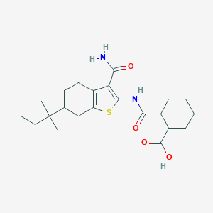 molecular formula C22H32N2O4S B442757 2-({[3-(Aminocarbonyl)-6-tert-pentyl-4,5,6,7-tetrahydro-1-benzothien-2-yl]amino}carbonyl)cyclohexanecarboxylic acid 