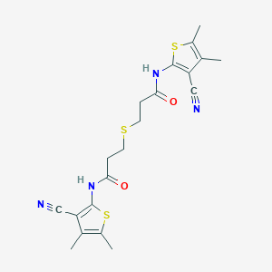 molecular formula C20H22N4O2S3 B442761 N-(3-cyano-4,5-dimethyl-2-thienyl)-3-({3-[(3-cyano-4,5-dimethyl-2-thienyl)amino]-3-oxopropyl}sulfanyl)propanamide 