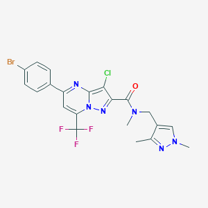 molecular formula C21H17BrClF3N6O B442792 5-(4-bromophenyl)-3-chloro-N-[(1,3-dimethyl-1H-pyrazol-4-yl)methyl]-N-methyl-7-(trifluoromethyl)pyrazolo[1,5-a]pyrimidine-2-carboxamide 