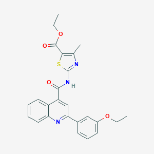 molecular formula C25H23N3O4S B442813 ETHYL 2-({[2-(3-ETHOXYPHENYL)-4-QUINOLYL]CARBONYL}AMINO)-4-METHYL-1,3-THIAZOLE-5-CARBOXYLATE 