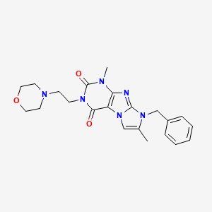 molecular formula C22H26N6O3 B4428456 8-benzyl-1,7-dimethyl-3-[2-(morpholin-4-yl)ethyl]-1H-imidazo[2,1-f]purine-2,4(3H,8H)-dione 