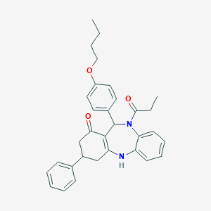 molecular formula C32H34N2O3 B442853 11-(4-butoxyphenyl)-3-phenyl-10-propionyl-2,3,4,5,10,11-hexahydro-1H-dibenzo[b,e][1,4]diazepin-1-one 