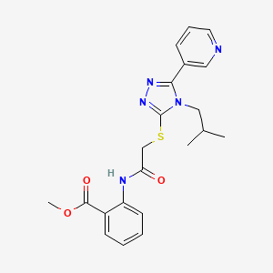 molecular formula C21H23N5O3S B4428688 methyl 2-[({[4-(2-methylpropyl)-5-(pyridin-3-yl)-4H-1,2,4-triazol-3-yl]sulfanyl}acetyl)amino]benzoate 