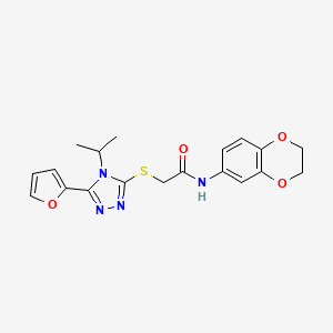 molecular formula C19H20N4O4S B4428784 N-(2,3-dihydro-1,4-benzodioxin-6-yl)-2-{[5-(furan-2-yl)-4-(propan-2-yl)-4H-1,2,4-triazol-3-yl]sulfanyl}acetamide 