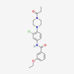 molecular formula C22H26ClN3O3 B4428809 N-[3-chloro-4-(4-propanoylpiperazin-1-yl)phenyl]-3-ethoxybenzamide 