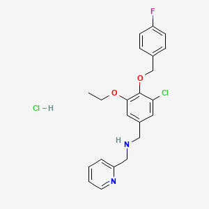 molecular formula C22H23Cl2FN2O2 B4428931 N-[[3-chloro-5-ethoxy-4-[(4-fluorophenyl)methoxy]phenyl]methyl]-1-pyridin-2-ylmethanamine;hydrochloride 