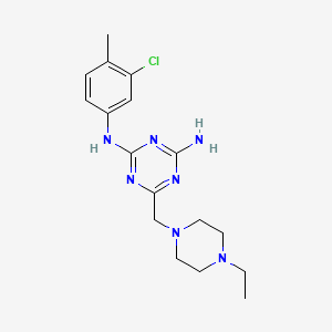 molecular formula C17H24ClN7 B4428984 N-(3-chloro-4-methylphenyl)-6-((4-ethyl-1-piperazinyl)methyl)-1,3,5-triazine-2,4-diamine 