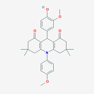 molecular formula C31H35NO5 B442900 9-(4-hydroxy-3-methoxyphenyl)-10-(4-methoxyphenyl)-3,3,6,6-tetramethyl-3,4,6,7,9,10-hexahydro-1,8(2H,5H)-acridinedione CAS No. 404921-26-2