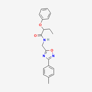 molecular formula C20H21N3O3 B4429100 N-[[3-(4-methylphenyl)-1,2,4-oxadiazol-5-yl]methyl]-2-phenoxybutanamide 