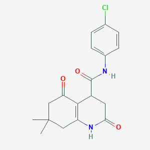 molecular formula C18H19ClN2O3 B4429170 N-(4-chlorophenyl)-7,7-dimethyl-2,5-dioxo-1,2,3,4,5,6,7,8-octahydroquinoline-4-carboxamide 