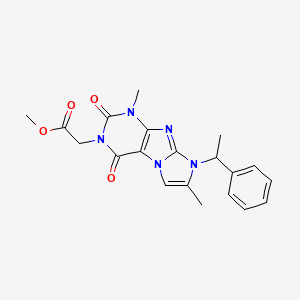 molecular formula C20H21N5O4 B4429218 Methyl 2-[4,7-dimethyl-1,3-dioxo-6-(1-phenylethyl)purino[7,8-a]imidazol-2-yl]acetate 