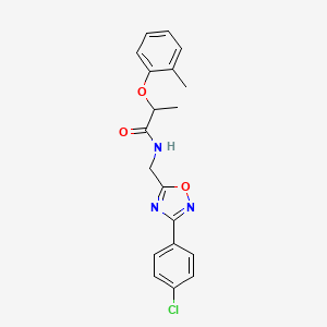 molecular formula C19H18ClN3O3 B4429228 N-[[3-(4-chlorophenyl)-1,2,4-oxadiazol-5-yl]methyl]-2-(2-methylphenoxy)propanamide 