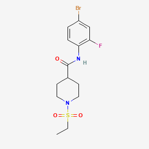 molecular formula C14H18BrFN2O3S B4429263 N-(4-bromo-2-fluorophenyl)-1-(ethylsulfonyl)piperidine-4-carboxamide 