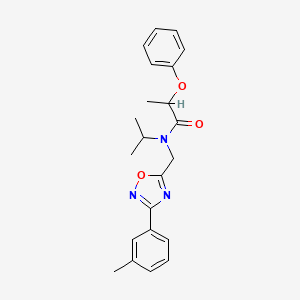 molecular formula C22H25N3O3 B4429396 N-{[3-(3-methylphenyl)-1,2,4-oxadiazol-5-yl]methyl}-2-phenoxy-N-(propan-2-yl)propanamide 