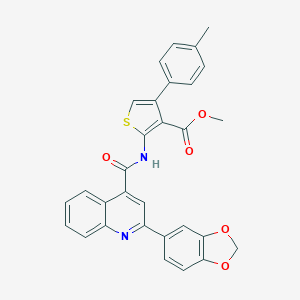 molecular formula C30H22N2O5S B442948 METHYL 2-({[2-(1,3-BENZODIOXOL-5-YL)-4-QUINOLYL]CARBONYL}AMINO)-4-(4-METHYLPHENYL)-3-THIOPHENECARBOXYLATE 