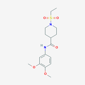 molecular formula C16H24N2O5S B4429588 N-(3,4-dimethoxyphenyl)-1-(ethylsulfonyl)piperidine-4-carboxamide 