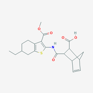 molecular formula C21H25NO5S B442972 3-({[6-ETHYL-3-(METHOXYCARBONYL)-4,5,6,7-TETRAHYDRO-1-BENZOTHIOPHEN-2-YL]AMINO}CARBONYL)BICYCLO[2.2.1]HEPT-5-ENE-2-CARBOXYLIC ACID 