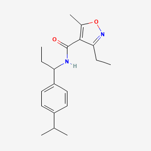 molecular formula C19H26N2O2 B4429784 3-ethyl-5-methyl-N-{1-[4-(propan-2-yl)phenyl]propyl}-1,2-oxazole-4-carboxamide CAS No. 438219-84-2