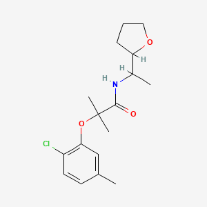 molecular formula C17H24ClNO3 B4429929 2-(2-chloro-5-methylphenoxy)-2-methyl-N-[1-(tetrahydrofuran-2-yl)ethyl]propanamide 