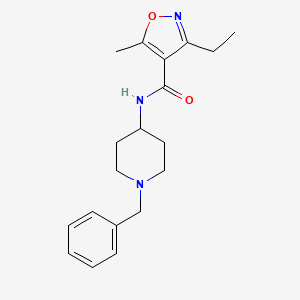molecular formula C19H25N3O2 B4429952 N-(1-BENZYLPIPERIDIN-4-YL)-3-ETHYL-5-METHYL-12-OXAZOLE-4-CARBOXAMIDE 