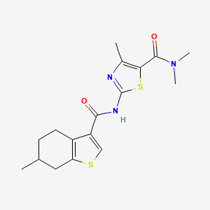 molecular formula C17H21N3O2S2 B4429968 N,N,4-trimethyl-2-{[(6-methyl-4,5,6,7-tetrahydro-1-benzothiophen-3-yl)carbonyl]amino}-1,3-thiazole-5-carboxamide 