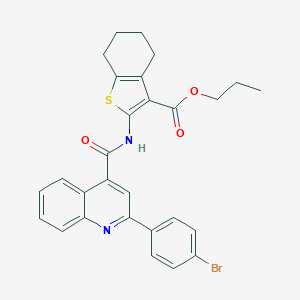 molecular formula C28H25BrN2O3S B442999 PROPYL 2-({[2-(4-BROMOPHENYL)-4-QUINOLYL]CARBONYL}AMINO)-4,5,6,7-TETRAHYDRO-1-BENZOTHIOPHENE-3-CARBOXYLATE 