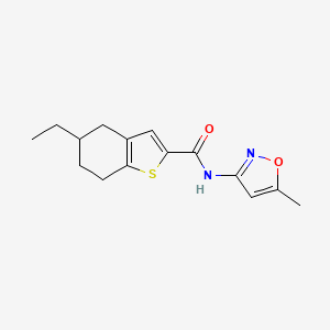 molecular formula C15H18N2O2S B4430045 5-ethyl-N-(5-methyl-1,2-oxazol-3-yl)-4,5,6,7-tetrahydro-1-benzothiophene-2-carboxamide 