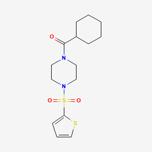 molecular formula C15H22N2O3S2 B4430073 CYCLOHEXYL[4-(2-THIENYLSULFONYL)PIPERAZINO]METHANONE 