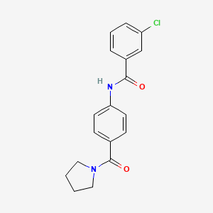 molecular formula C18H17ClN2O2 B4430119 3-chloro-N-[4-(pyrrolidine-1-carbonyl)phenyl]benzamide 