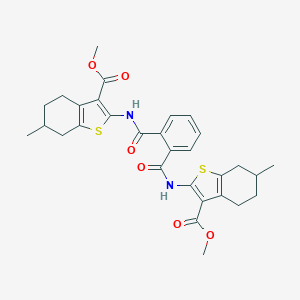 molecular formula C30H32N2O6S2 B443012 Methyl 2-{[2-({[3-(methoxycarbonyl)-6-methyl-4,5,6,7-tetrahydro-1-benzothien-2-yl]amino}carbonyl)benzoyl]amino}-6-methyl-4,5,6,7-tetrahydro-1-benzothiophene-3-carboxylate 
