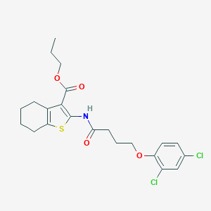 molecular formula C22H25Cl2NO4S B443013 Propyl 2-{[4-(2,4-dichlorophenoxy)butanoyl]amino}-4,5,6,7-tetrahydro-1-benzothiophene-3-carboxylate 